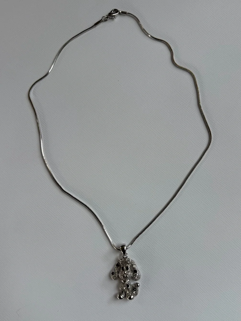 Silver-Tone Crystal Puppy Dog / Dalmatian Pendant Necklace